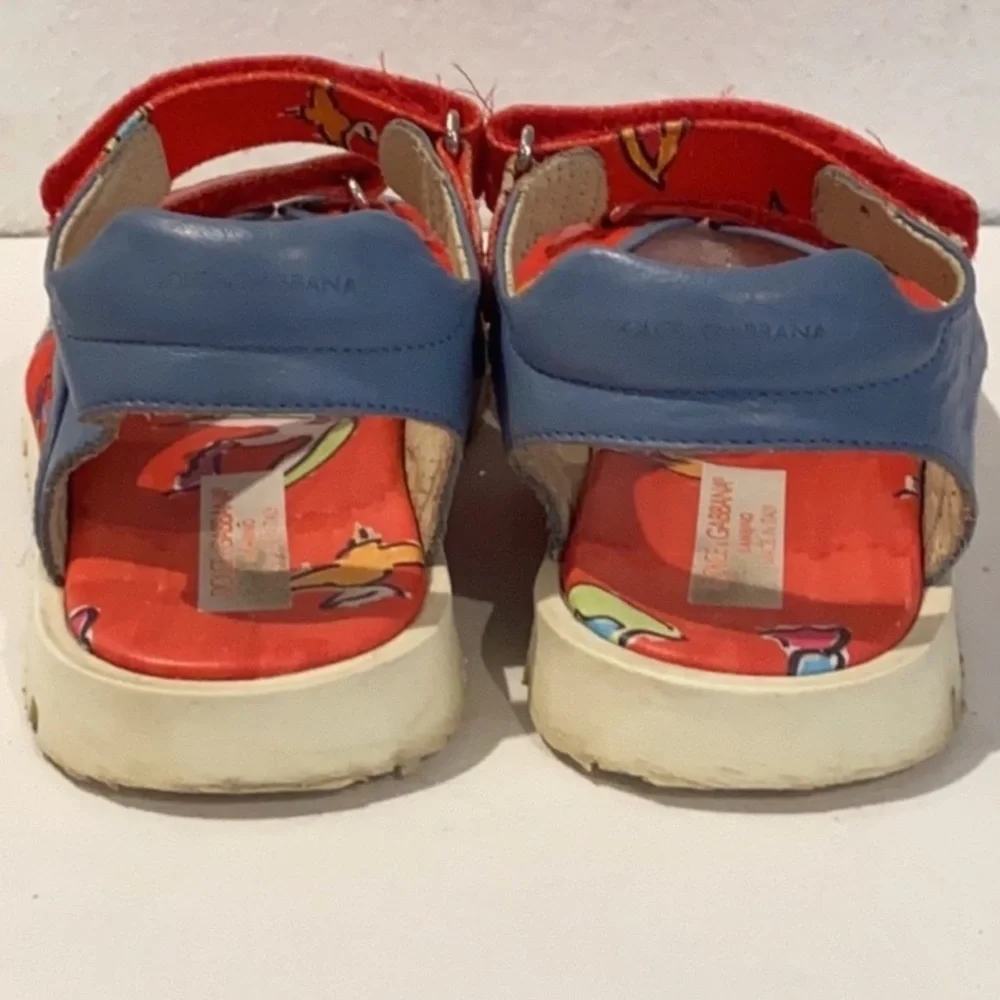 Authentic Dolce & Gabbana luxury designer leather & canvas boys sandals sz 3